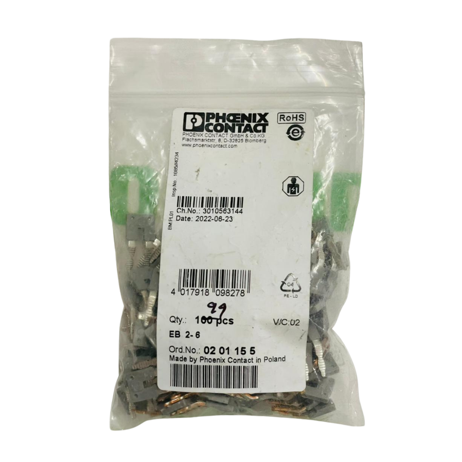 Phoenix Contact EB 2-6 Terminal Block Jumper 0201155 (99 Pcs In Pack)