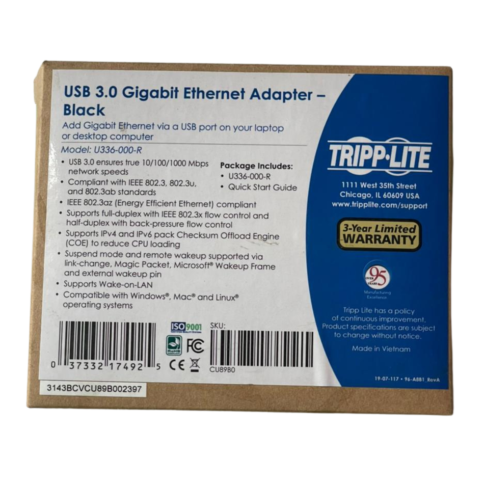 Tripp Lite U336-000-R USB 3.0 Gigabit Ethernet Adapter