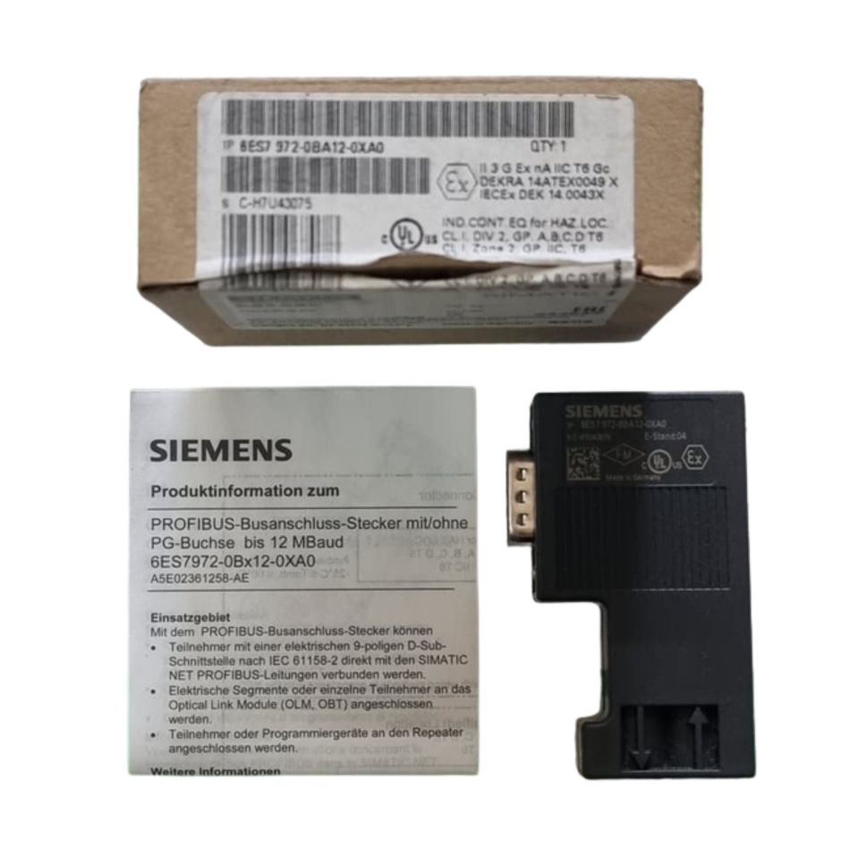 Siemens SIMATIC S7 PROFIBUS Bus Connector 6ES7972-0BA12-0XA0