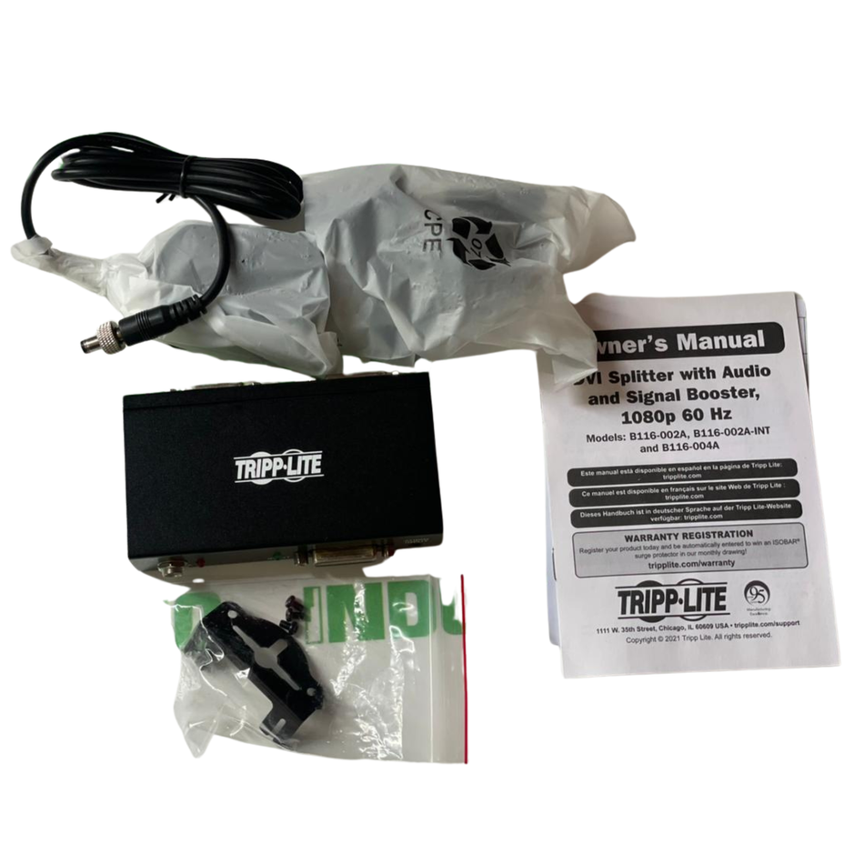 Tripp Lite B116-002A-INT 2-Port DVI Splitter Audio and Signal Booster