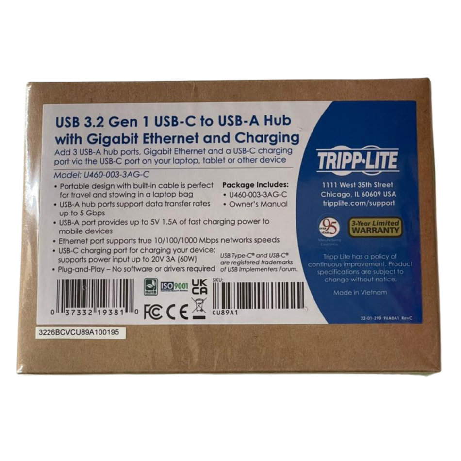 Tripp Lite U460-003-3AG-C 3 Port USB-C to USB-A Hub