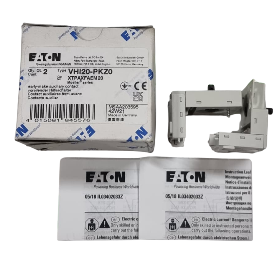 Eaton XTPAXFAEM20 Auxiliary Contact Block VHI20-PKZ0 (2 Pcs In Box)