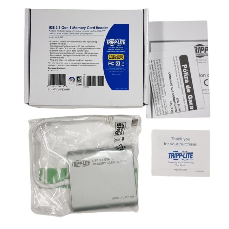 Tripp Lite U452-003 USB-C Memory Card Reader