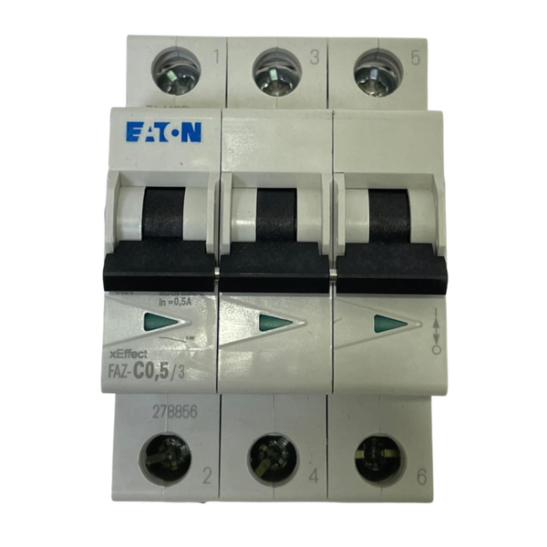 Eaton FAZ-C0,5/3 Circuit Breaker 278856 0.5A 3 Pole