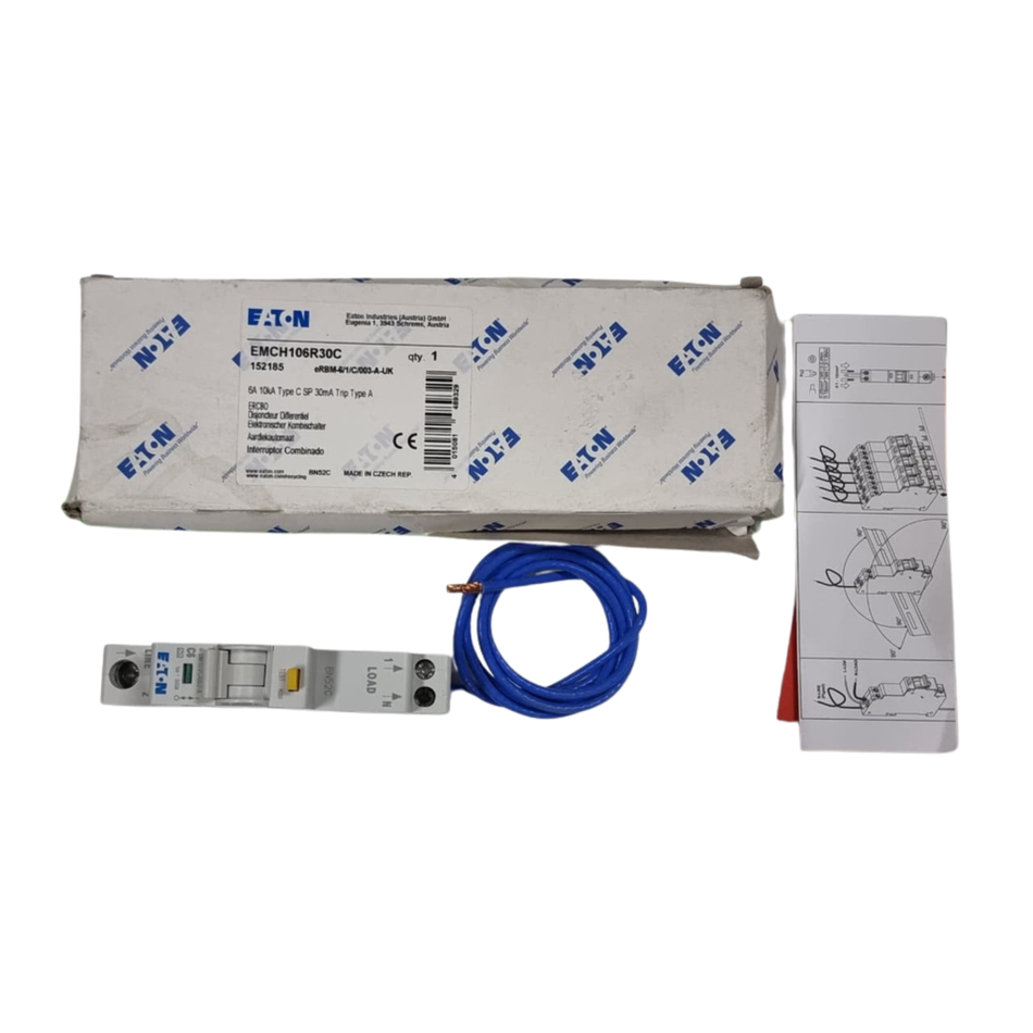 Eaton EMCH106R30C RCBO eRBM-6/1/C/003-A-UK 6A 240V 1-Pole