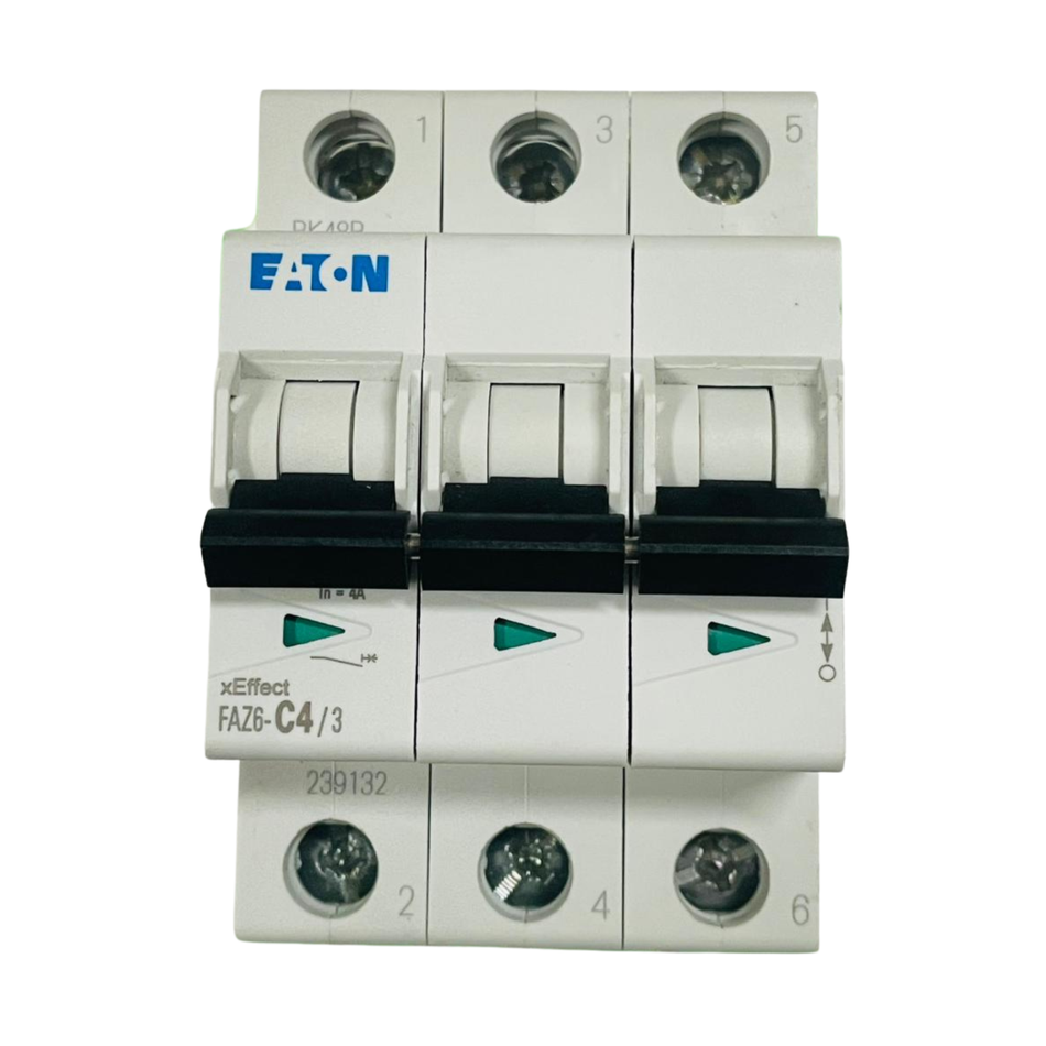 Eaton FAZ6-C4/3 Miniature Circuit Breaker 239132 3P 4A 400V