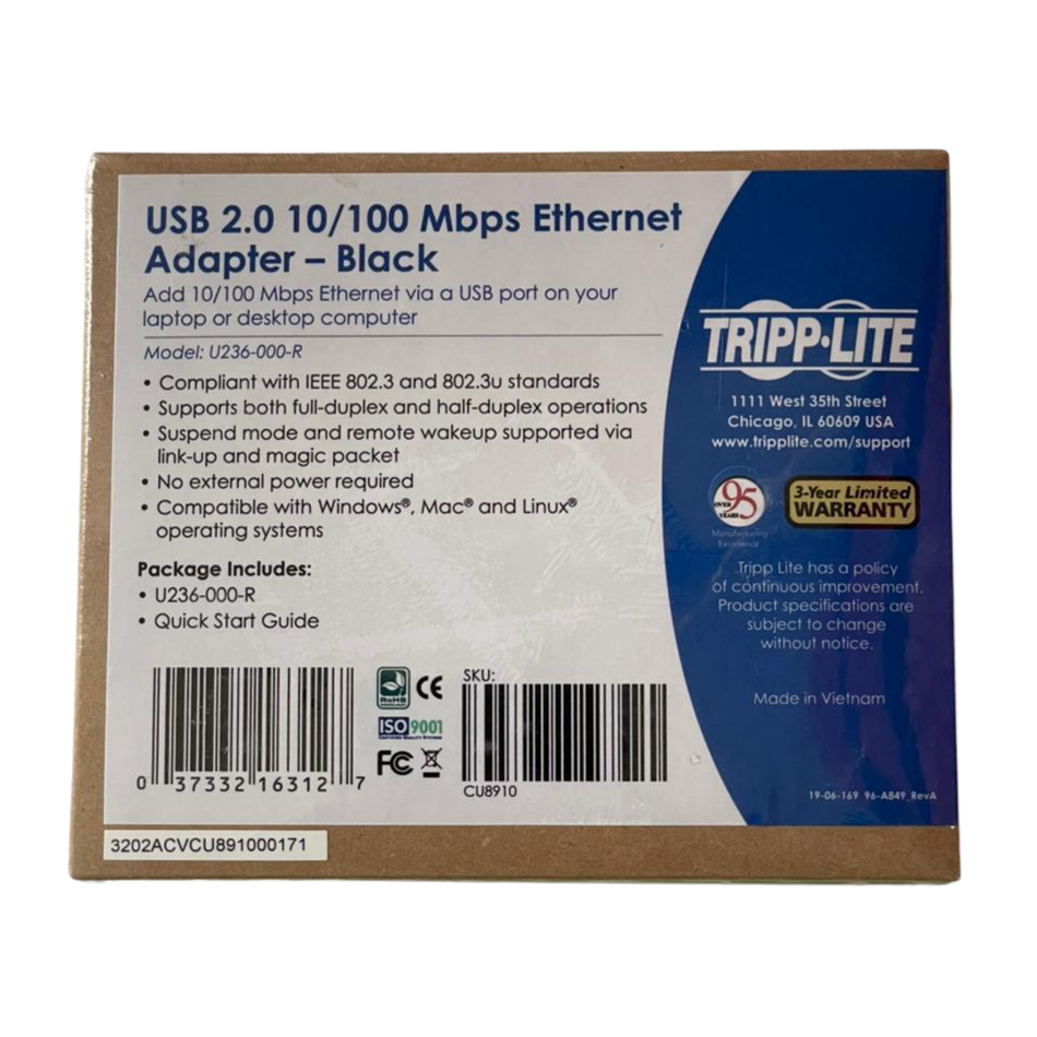 Tripp Lite U236-000-R USB To Ethernet Adapter