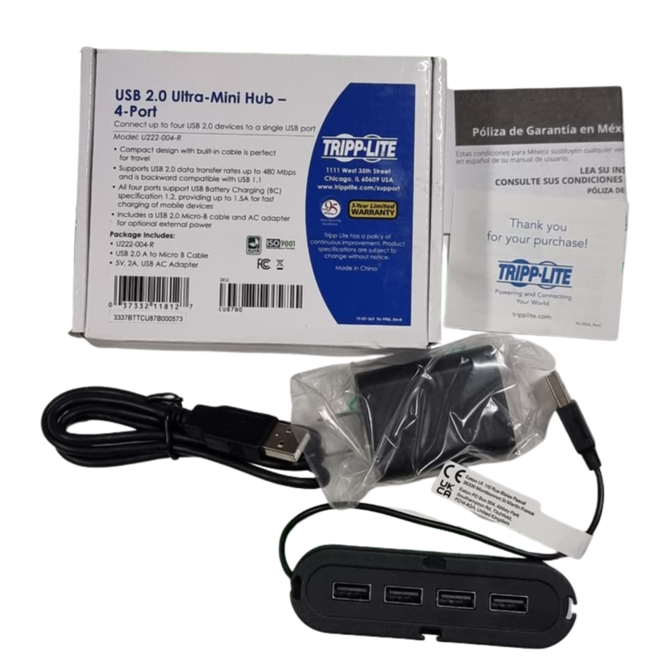 TRIPP LITE U222-004-R USB 2.0 Ultra-Mini 4-Port Hub